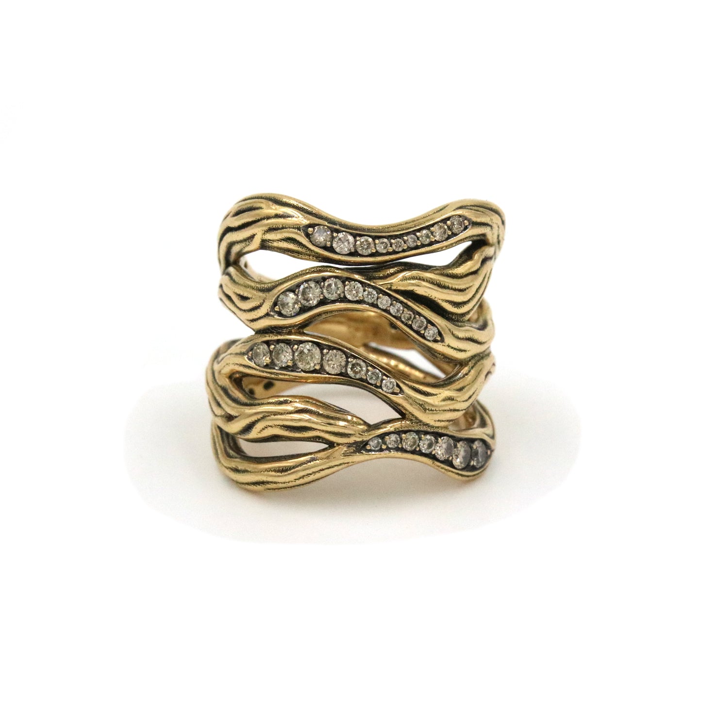 Rhodium Vulcano Diamond Ring