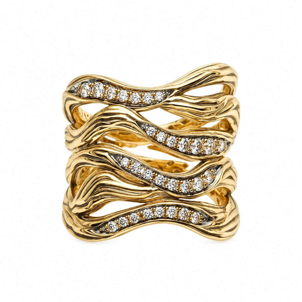 Rhodium Vulcano Diamond Ring