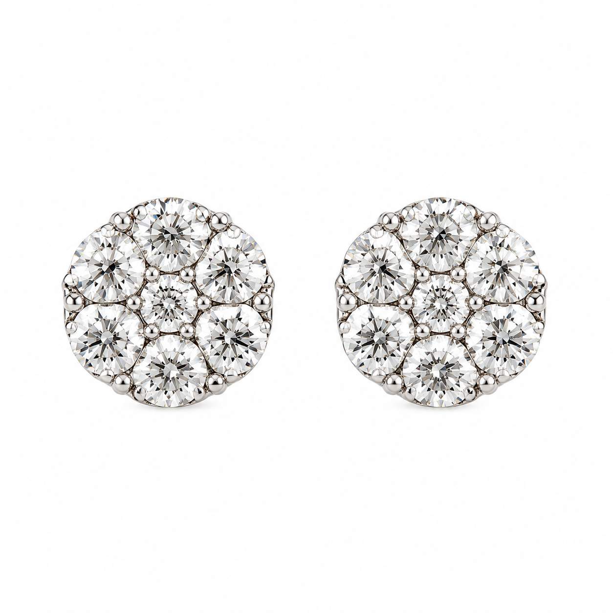 Diamond Cluster Flower Earrings