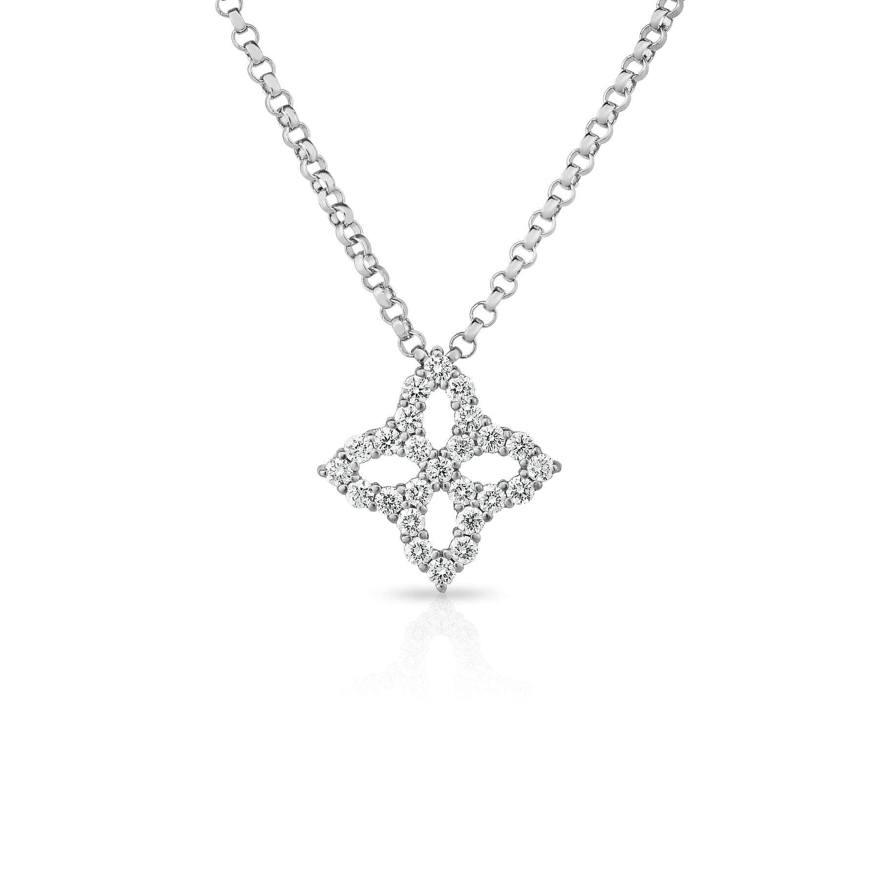 Roberto Coin Princess Flower Small Outline Necklace