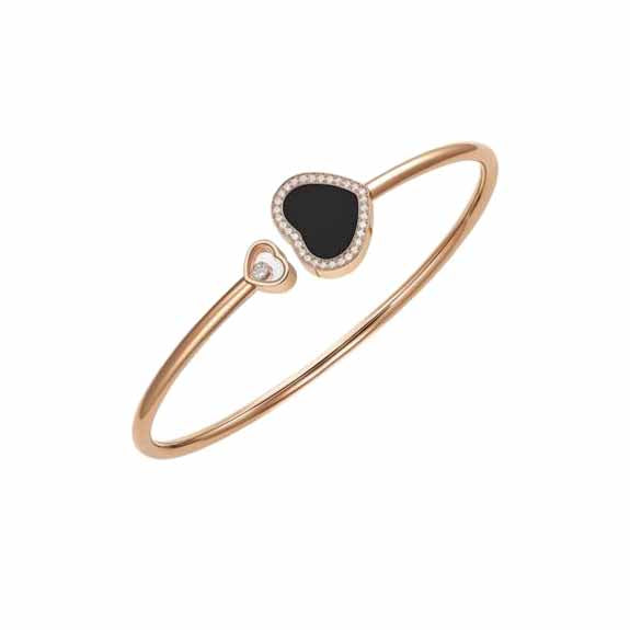CHOPARD HAPPY HEARTS ONYX INLAY & DIAMOND BANGLE
