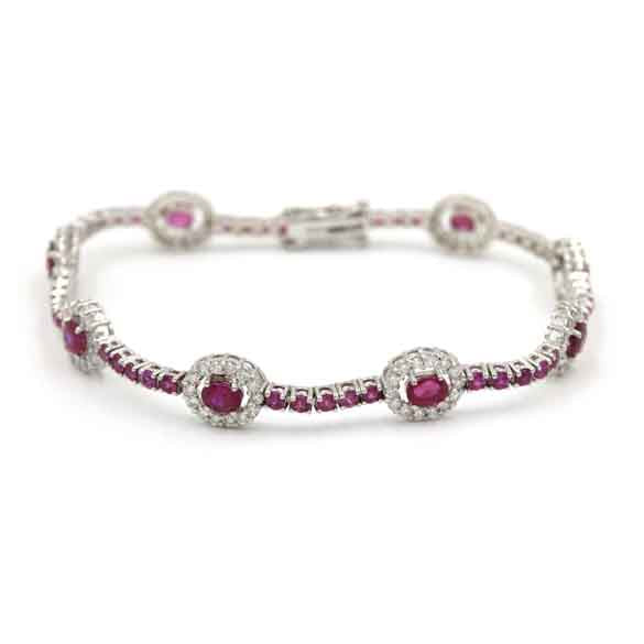 Ruby, Sapphire, And Diamond Bracelet
