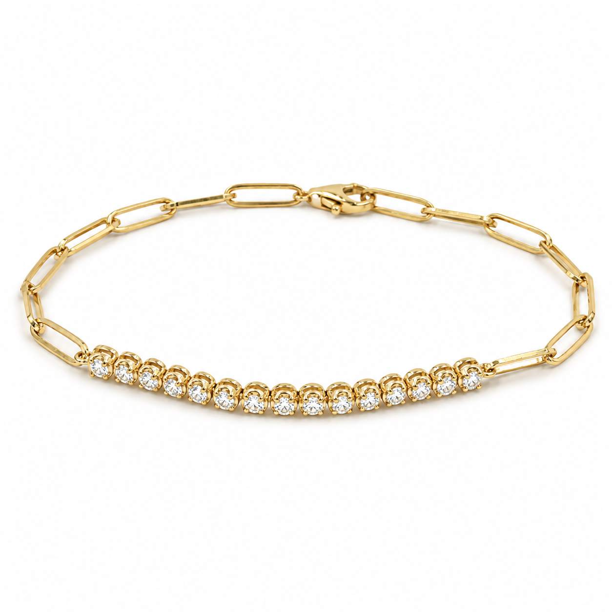 Diamond Half-Paperclip Tennis Bracelet