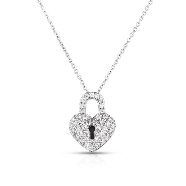 Roberto Coin Tiny Treasure Heart Lock Pendant Necklace