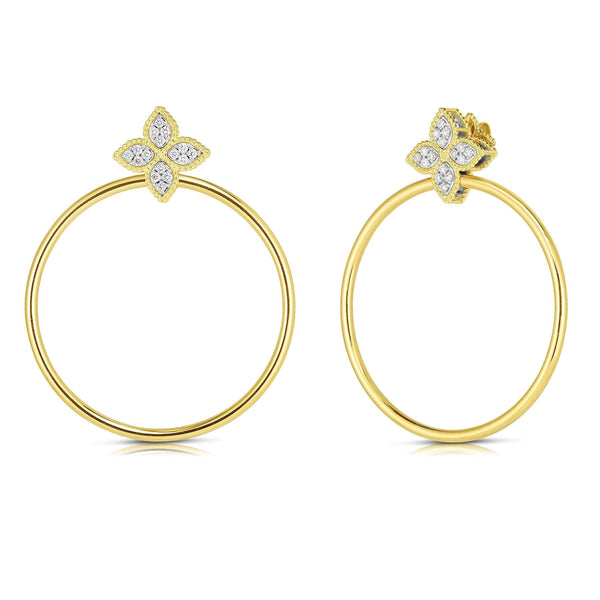 Roberto Coin Princess Flower Attached Hoop Earrings