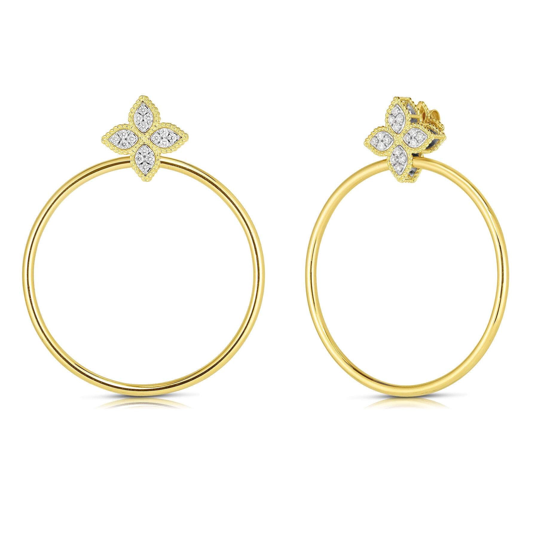 Roberto Coin Princess Flower Attached Hoop Earrings