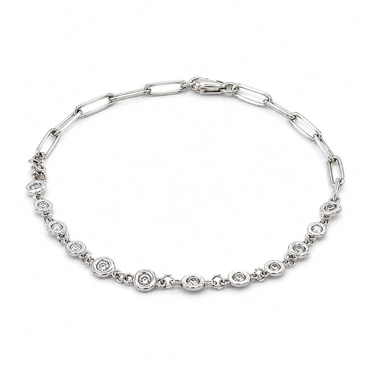 Bezel Set/ Paperclip Diamond Bracelet