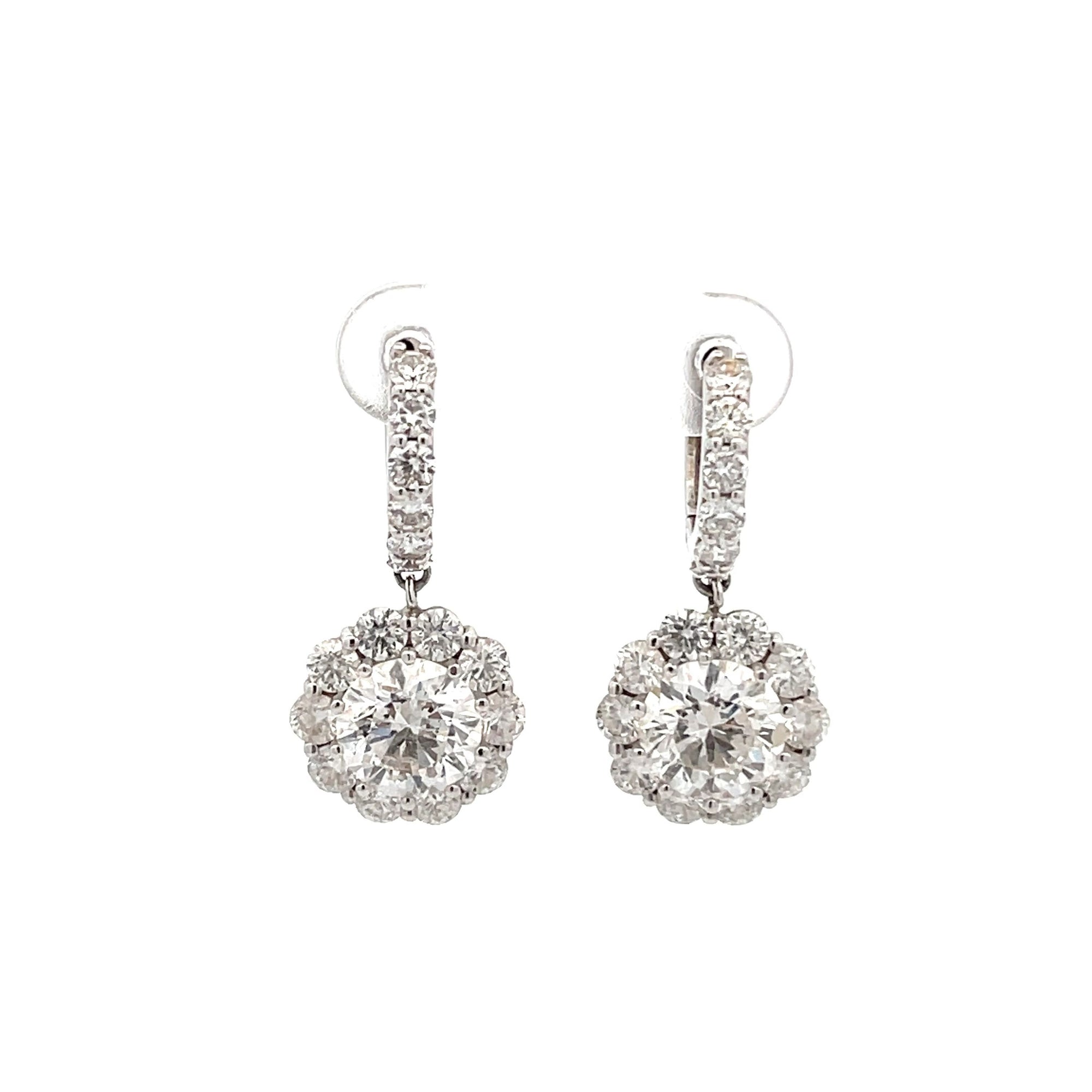 Diamond Drop Flower Earrings