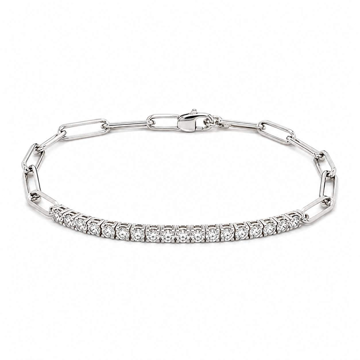 Diamond Half-Paperclip/Tennis Bracelet