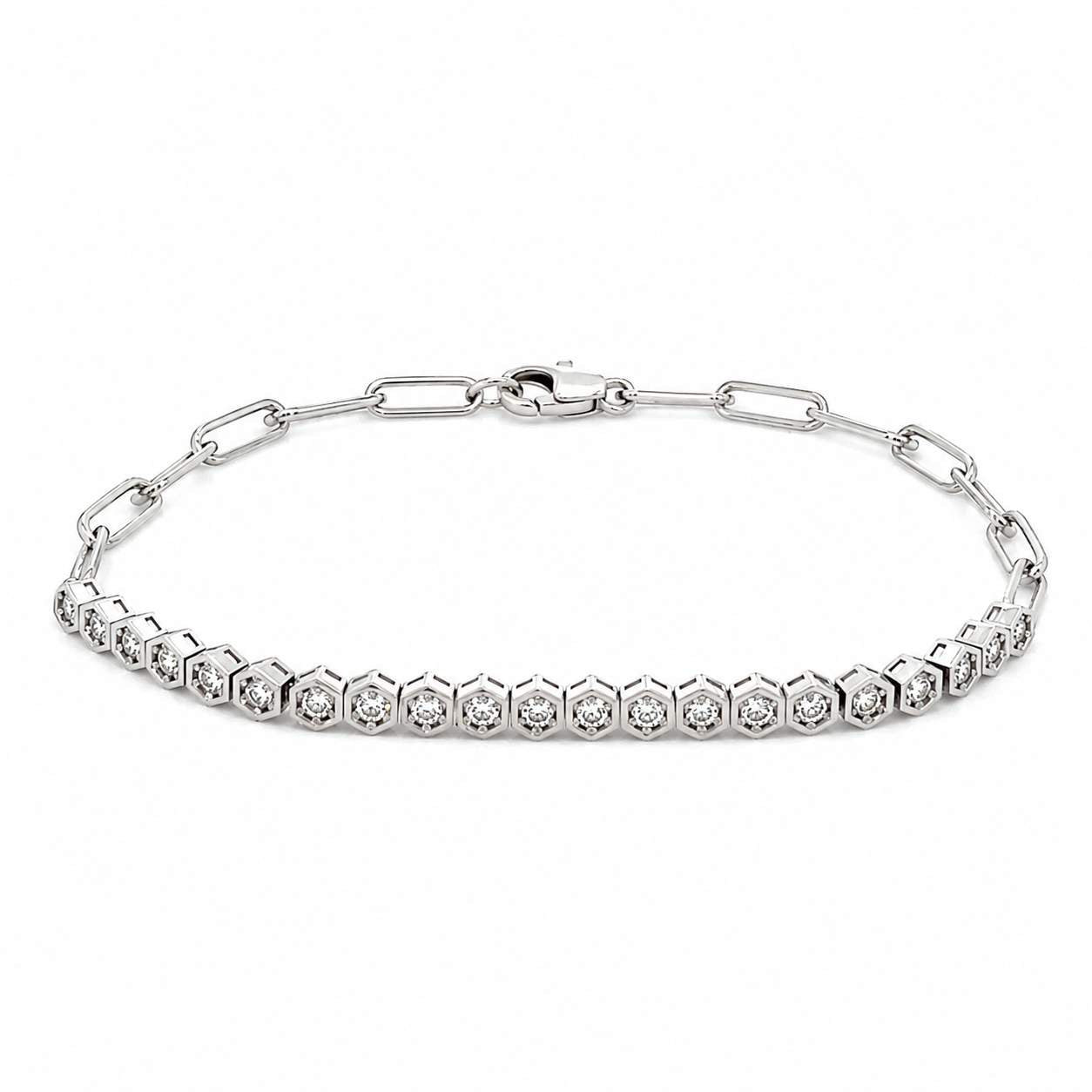 Diamond Half-Paperclip/Tennis Bracelet