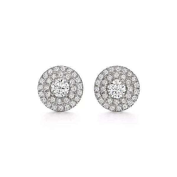 Tiffany & Co Soleste Double Halo Diamond Stud Earrings