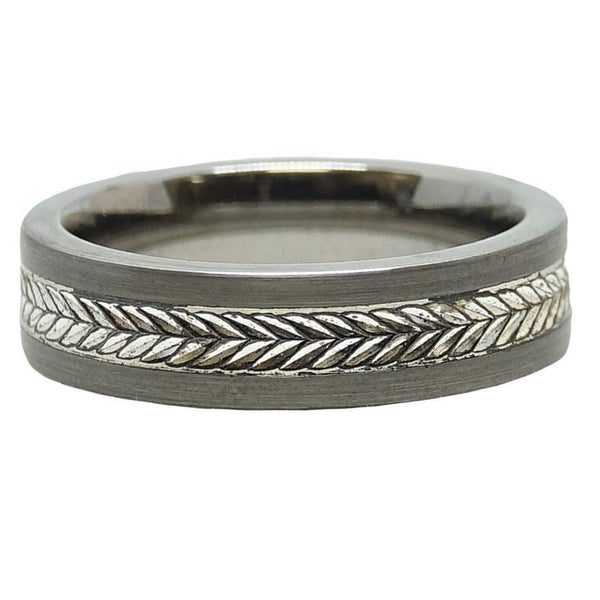 MEN'S TUNGSTEN AND SILVER INLAY BAND