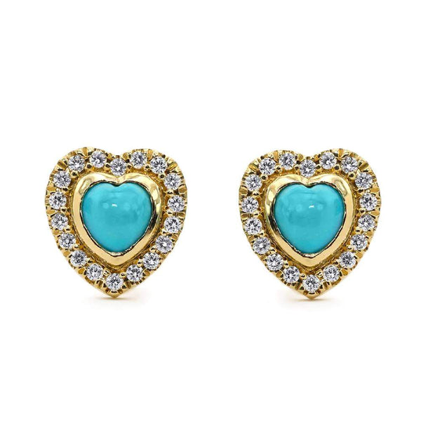 Mark Henry Puffed Turquoise Heart Earrings