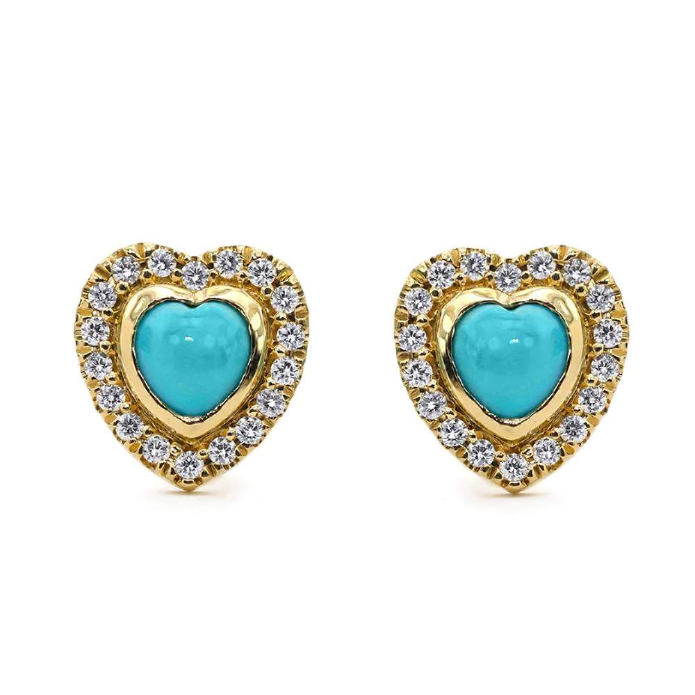 Mark Henry Puffed Turquoise Heart Earrings