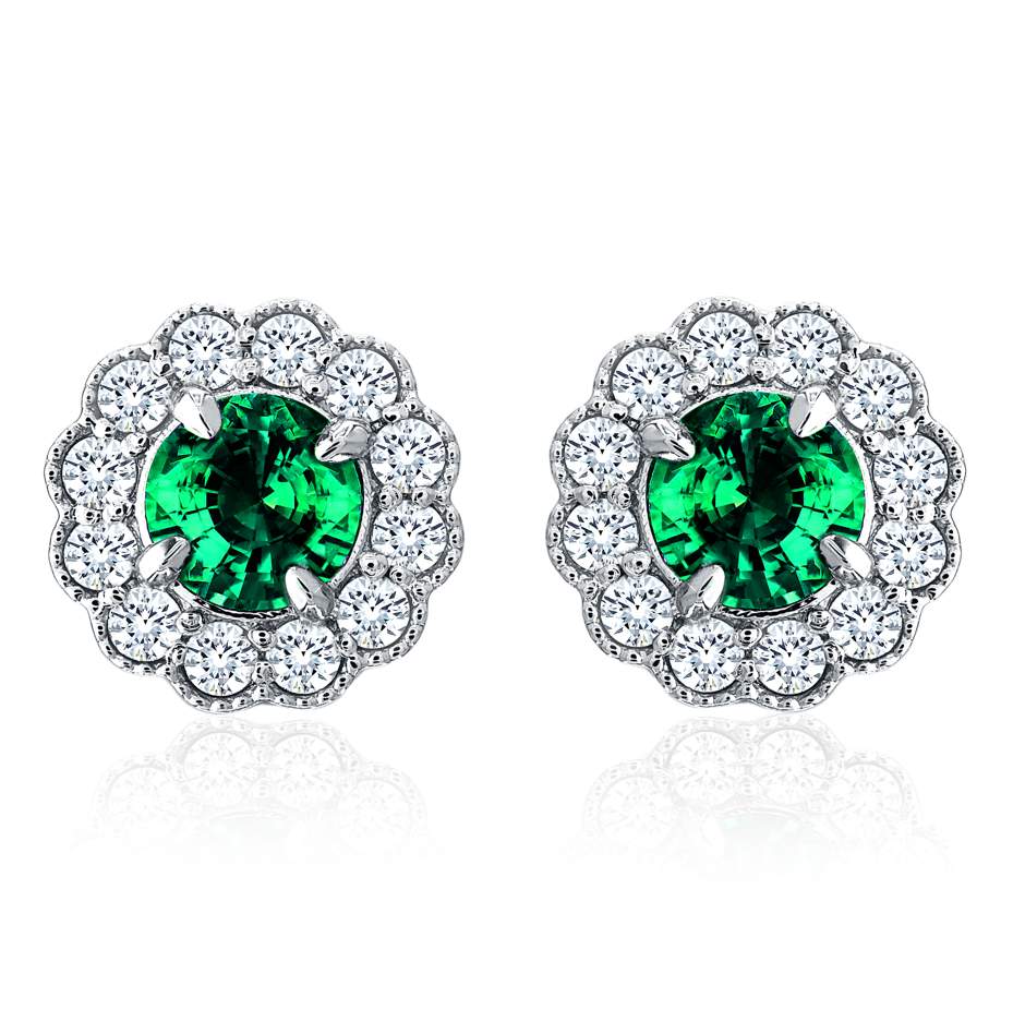Flower Emerald Stud Earrings