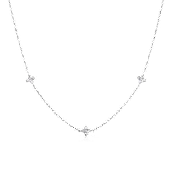 Roberto Coin Love By The Inch, 3 Station, Flower Necklace