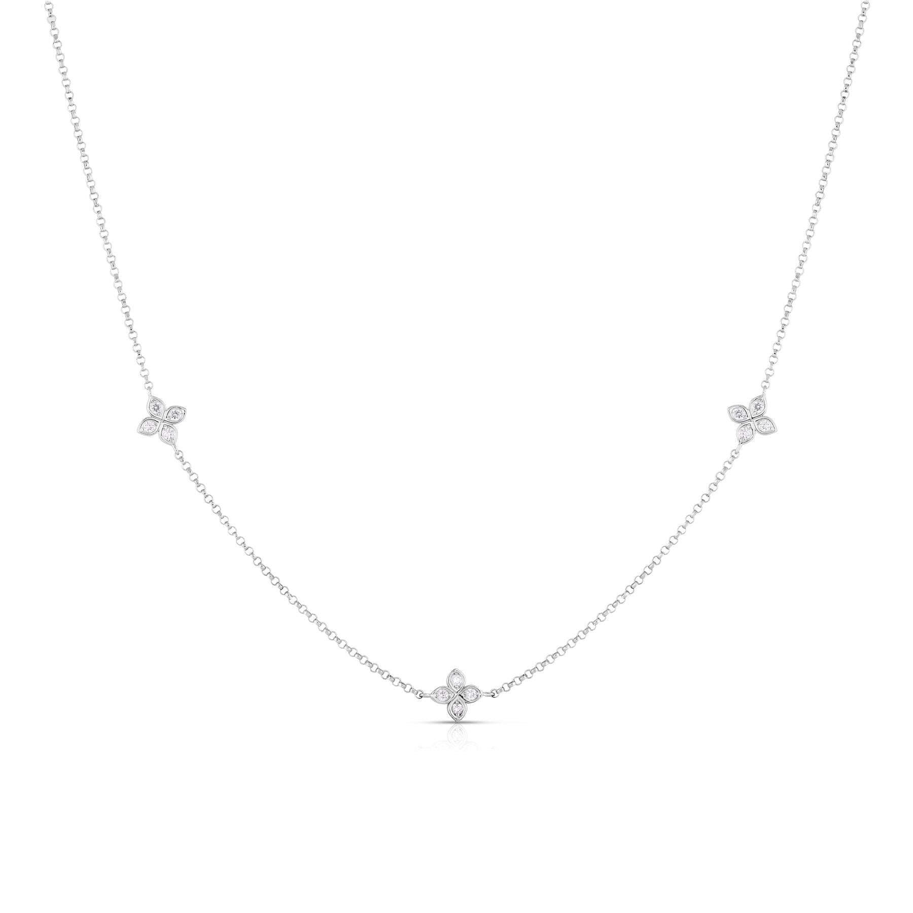 Roberto Coin Love By The Inch, 3 Station, Flower Necklace