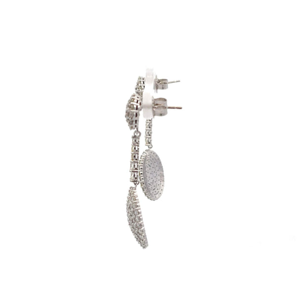 Diamond Oval Dome Dangle Earrings