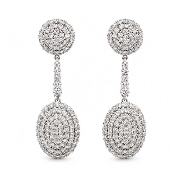 Diamond Oval Dome Dangle Earrings