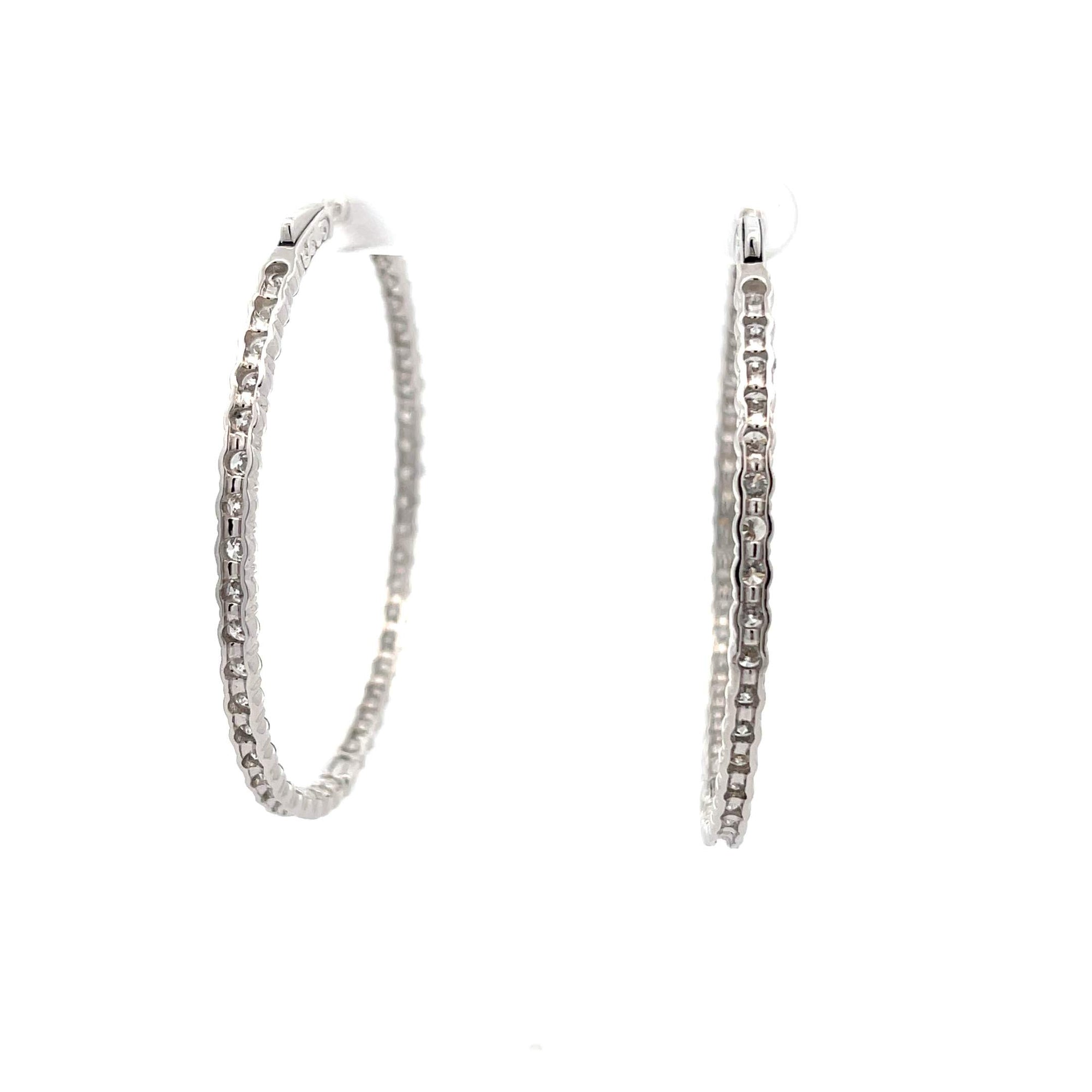 Large Round Diamond Hoop Earrings