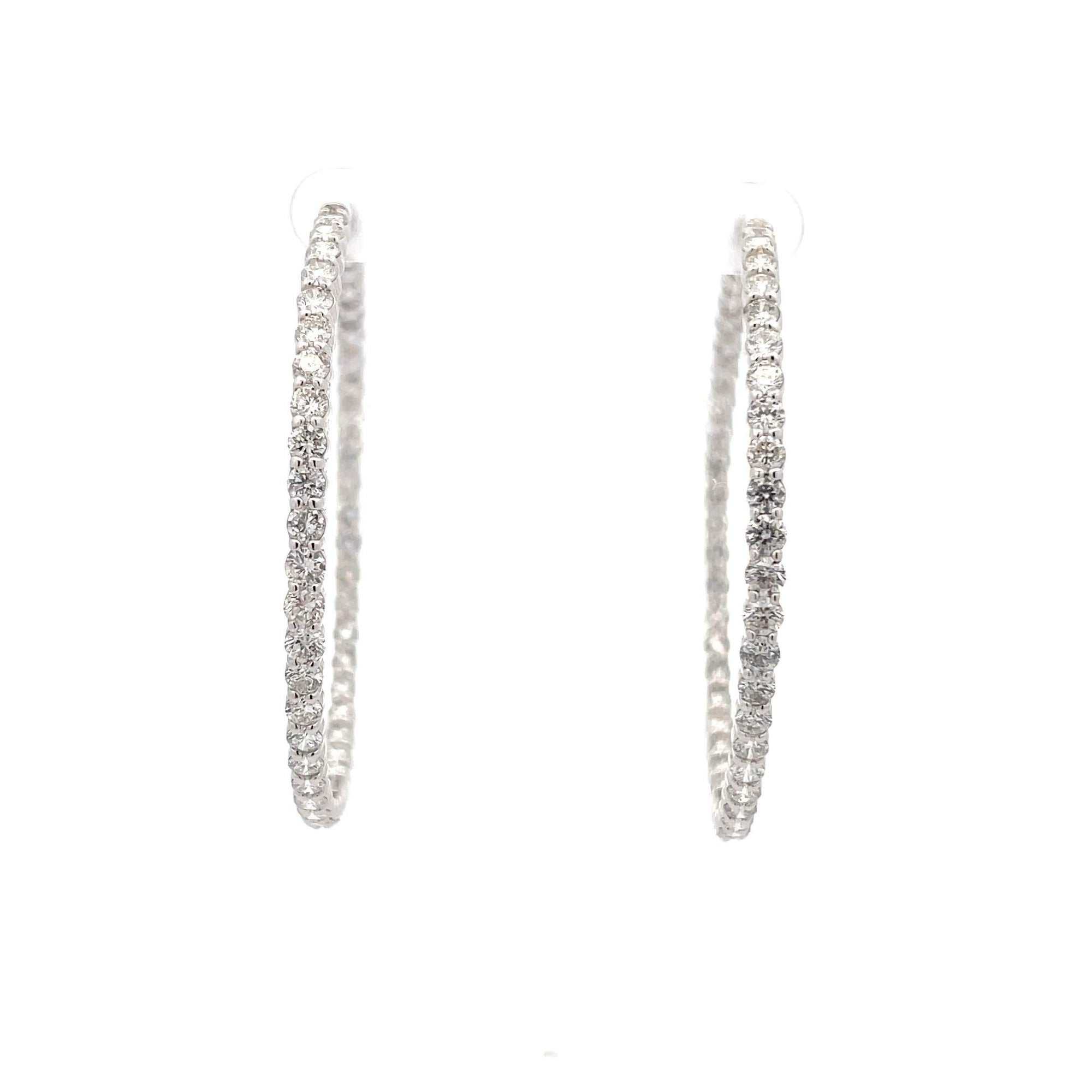 Large Round Diamond Hoop Earrings