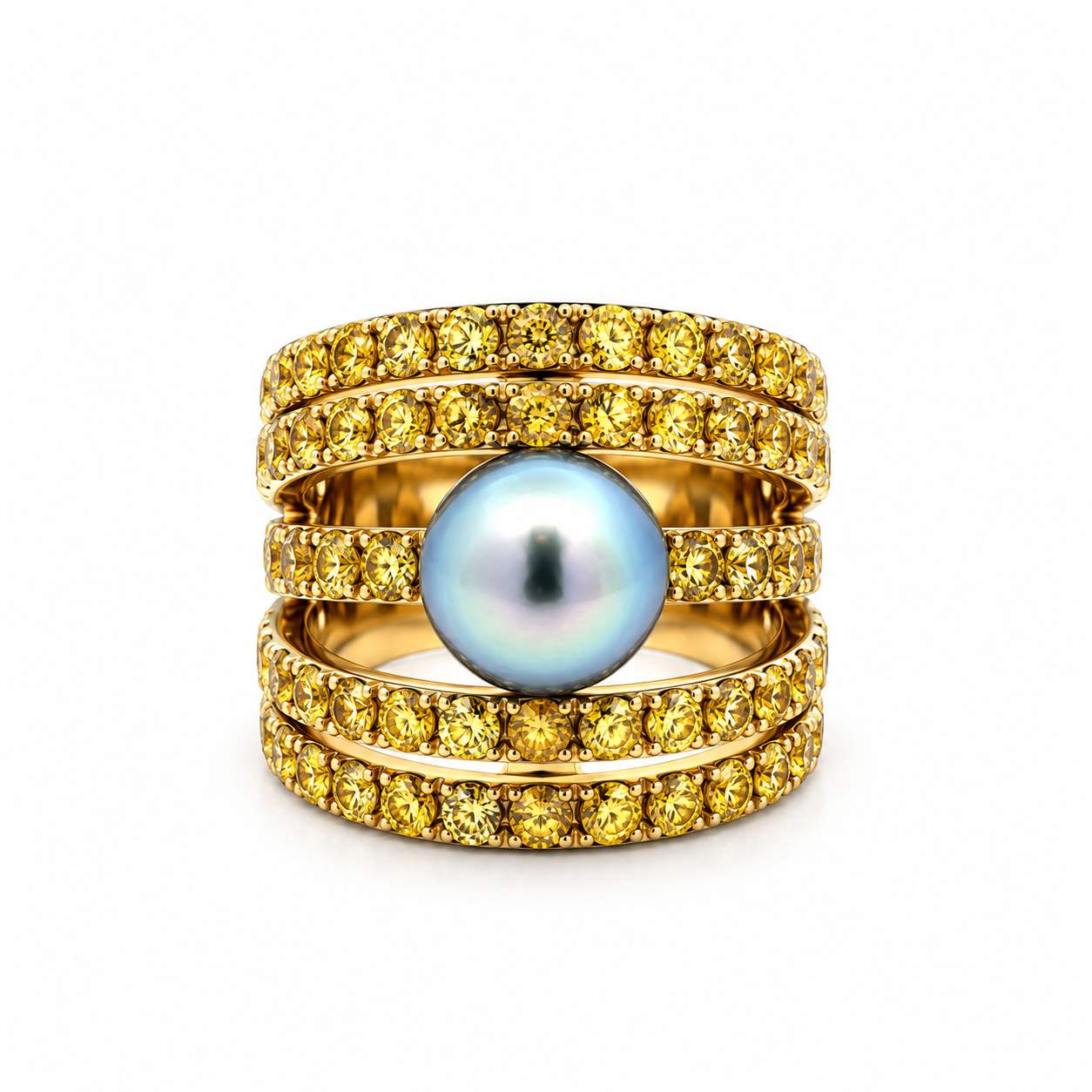 Gregorio "Sea Born" 3 Row Pearl Ring