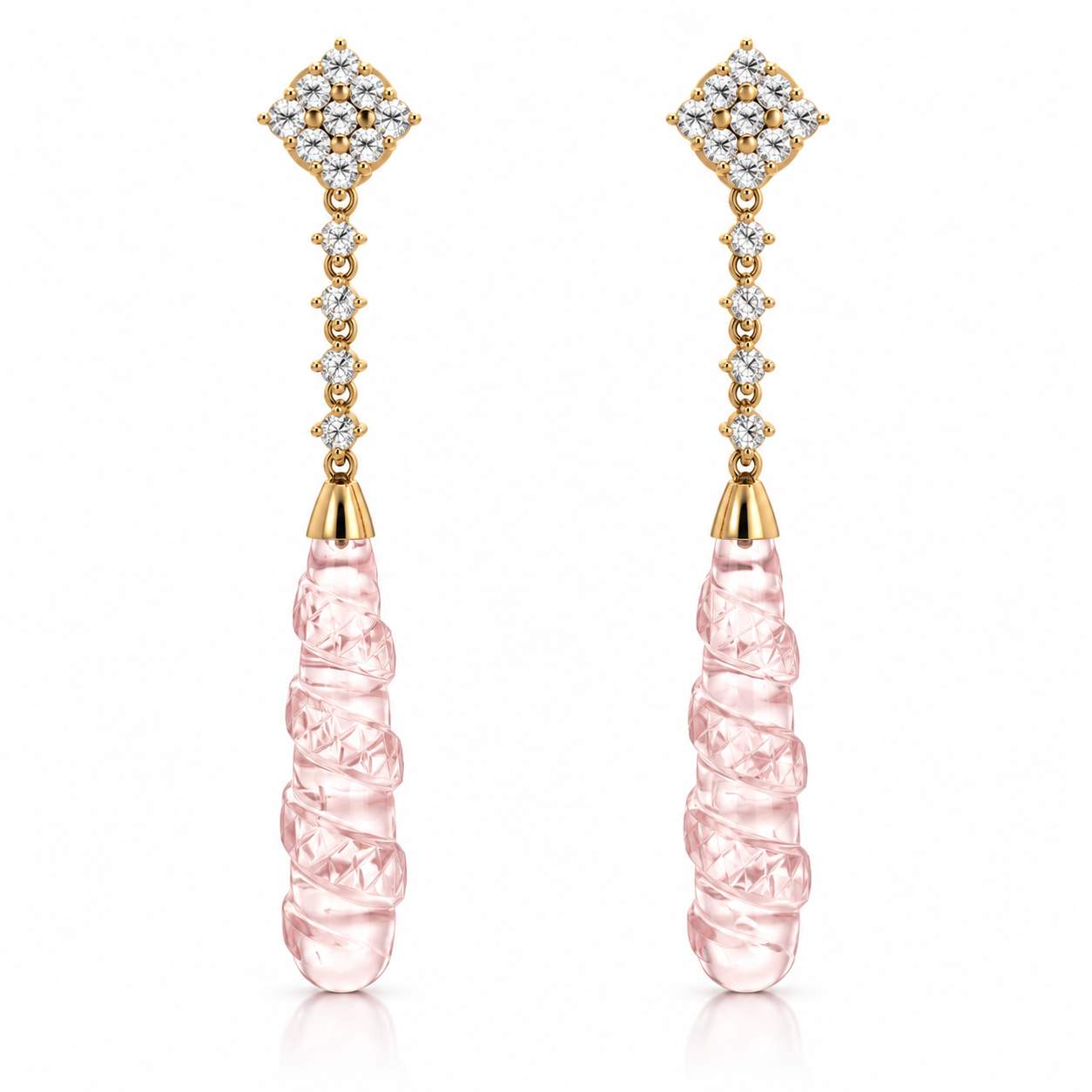 Gregorio Pink Quartz Rain Drop Earrings