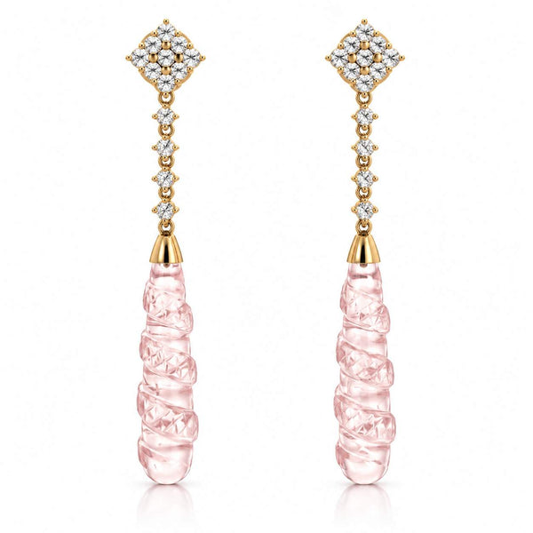 Gregorio Pink Quartz Rain Drop Earrings