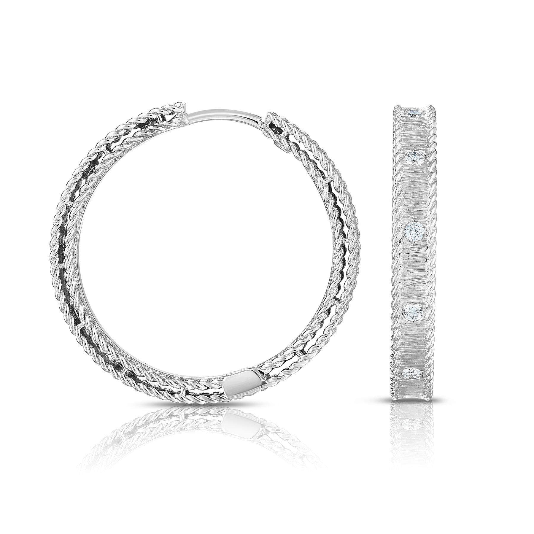 Roberto Coin Princess Satin-Finish Medium Hoop Earrings