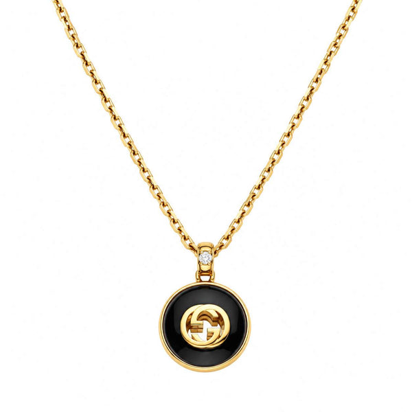 Gucci Interlocking G Onyx Necklace