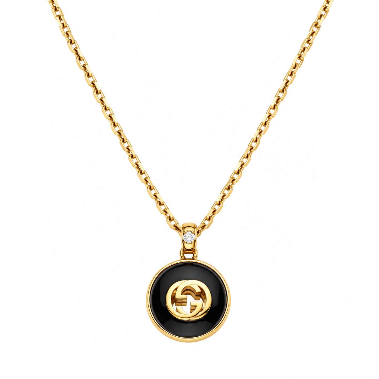 Gucci Interlocking G Onyx Necklace