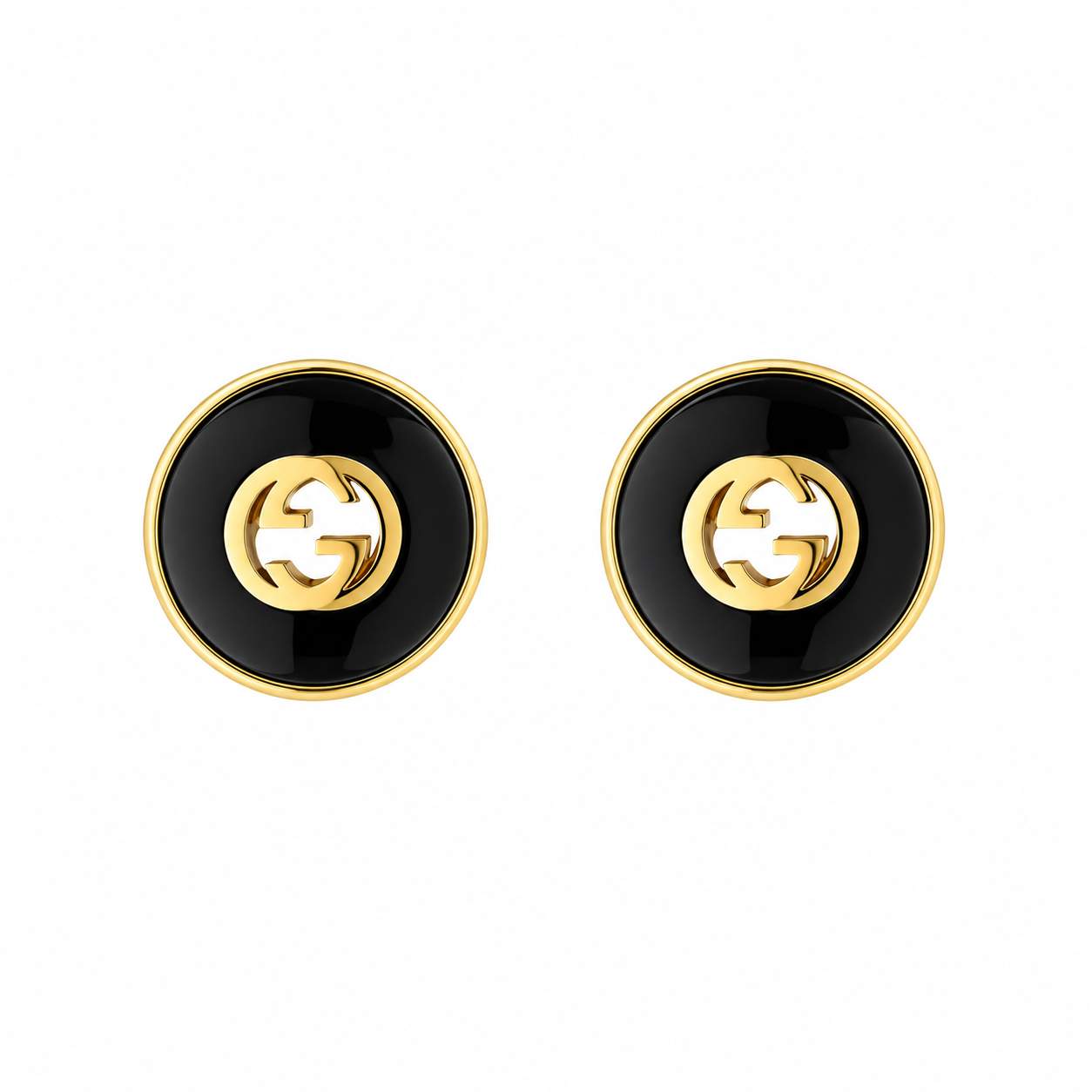 Gucci Interlocking G Onyx Stud Earrings