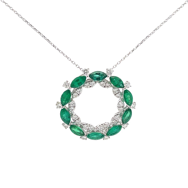 Circle Emerald Pendant Necklace