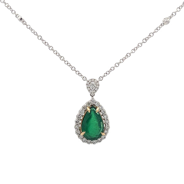 Emerald Pear Shape Pendant Necklace