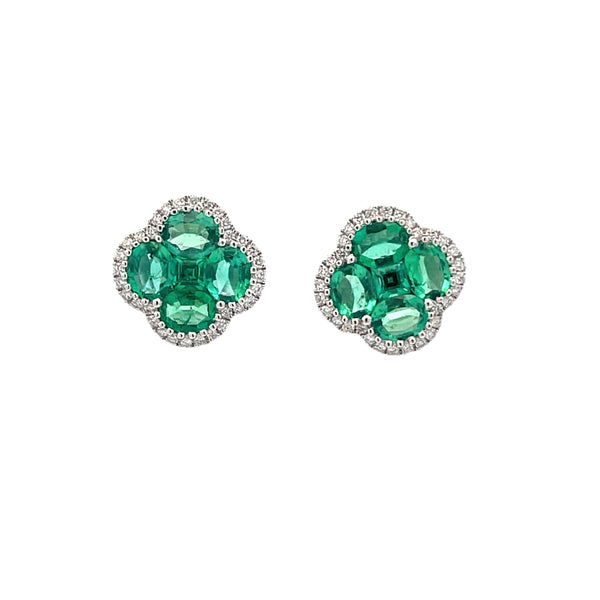 Clover Emerald Stud Earrings