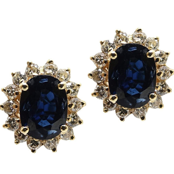 Sapphire And Diamond Flower Stud Earrings
