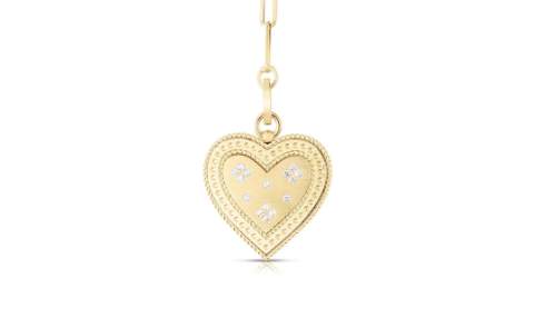 Roberto Coin Venetian Princess Large Heart Medallion Paperclip Necklace