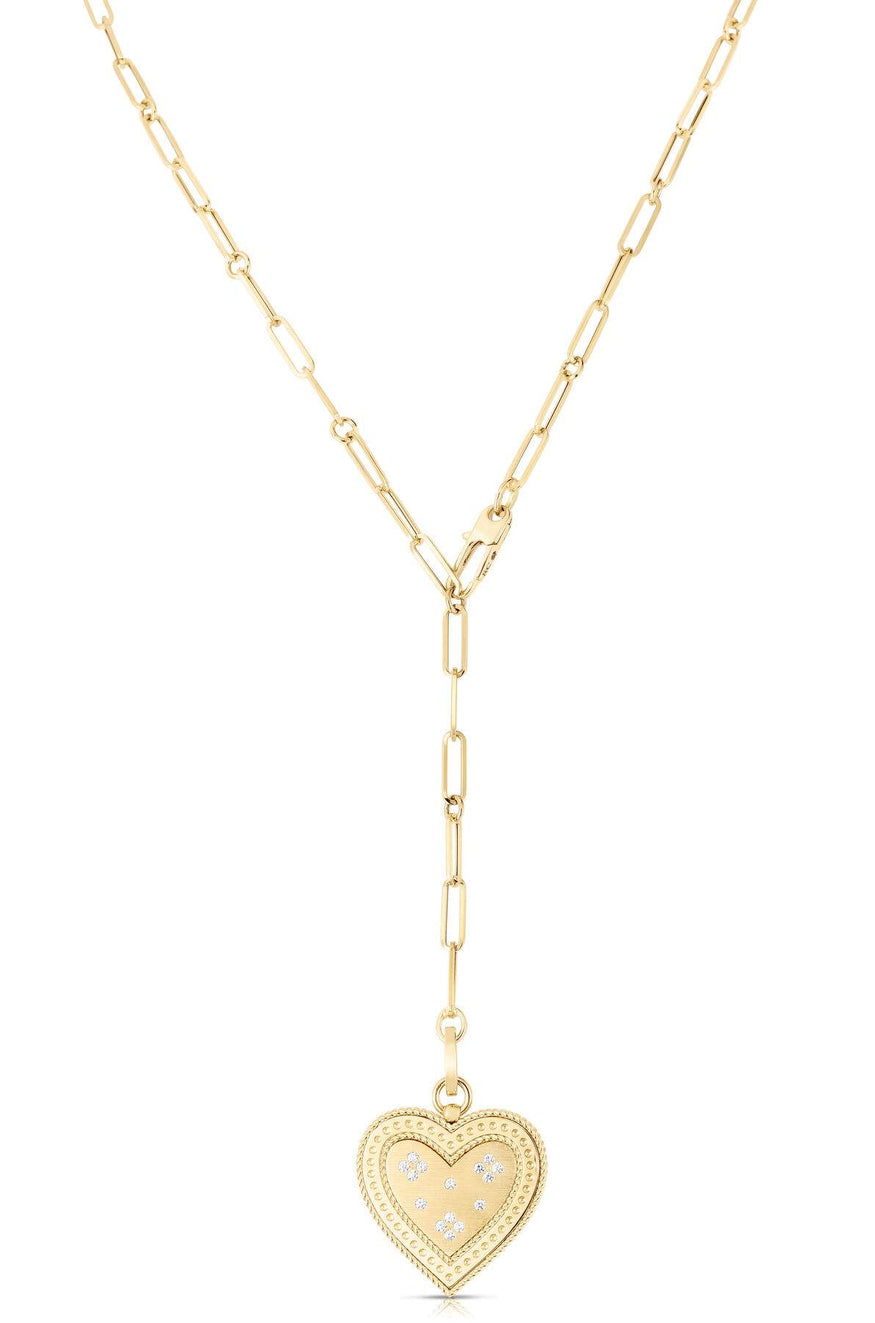 Roberto Coin Venetian Princess Large Heart Medallion Paperclip Necklace