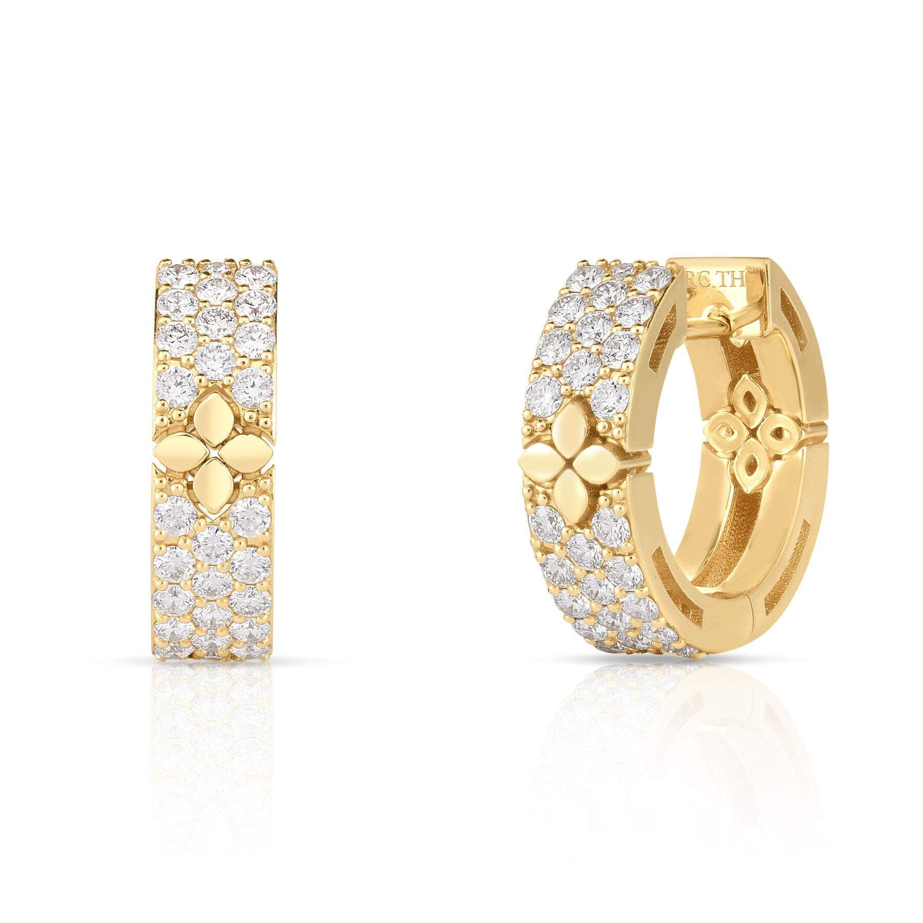 Roberto Coin Love In Verona Flower Narrow Hoop Earrings