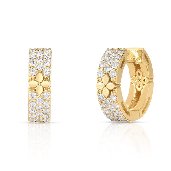 Roberto Coin Love In Verona Flower Narrow Hoop Earrings