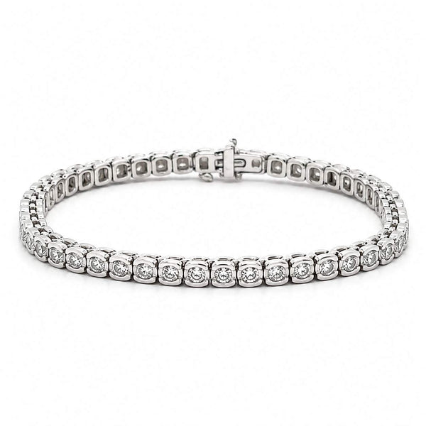 Bezel-Set Diamond Tennis Bracelet