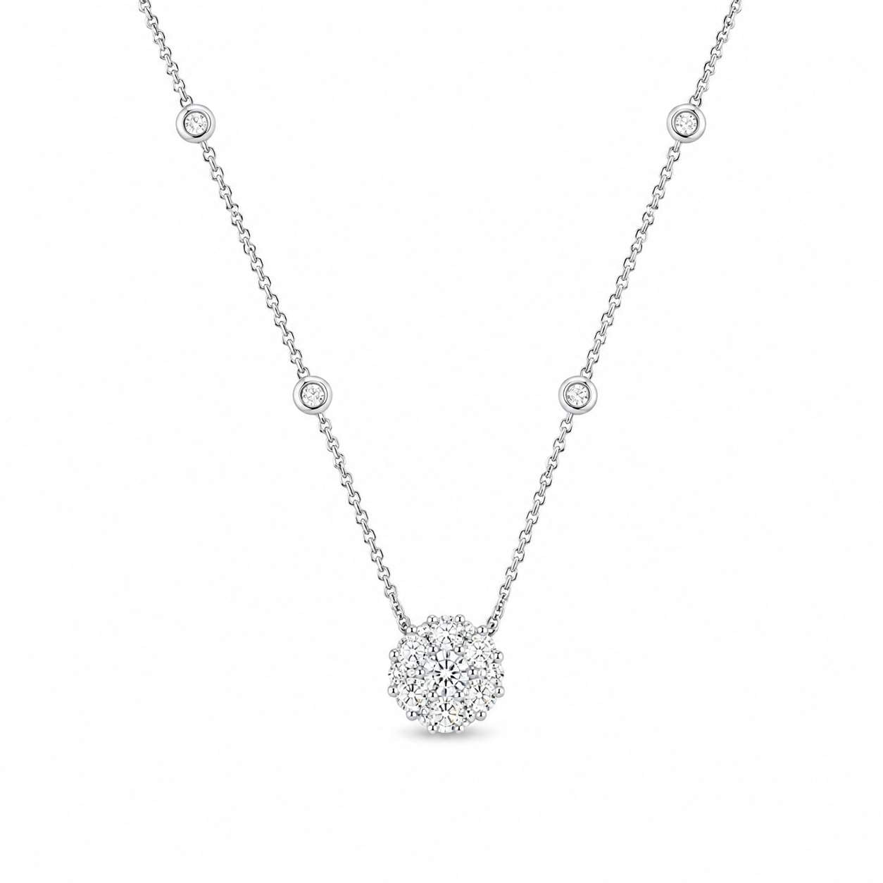 Diamond Flower Pendant Necklace