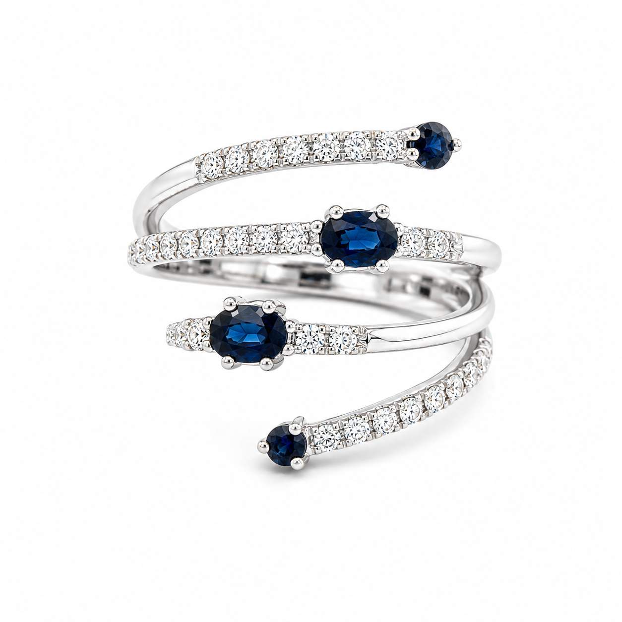 Sapphire & Diamond Twist Ring