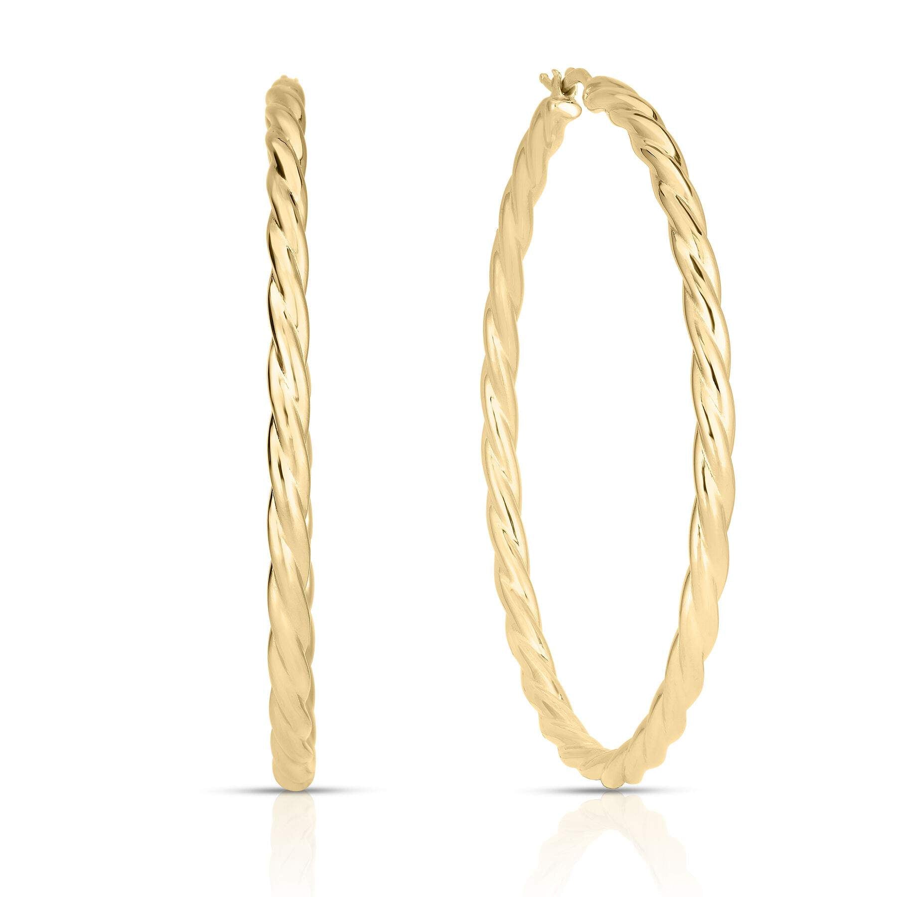 Roberto Coin Designer Large Twisted Hoop Earrings