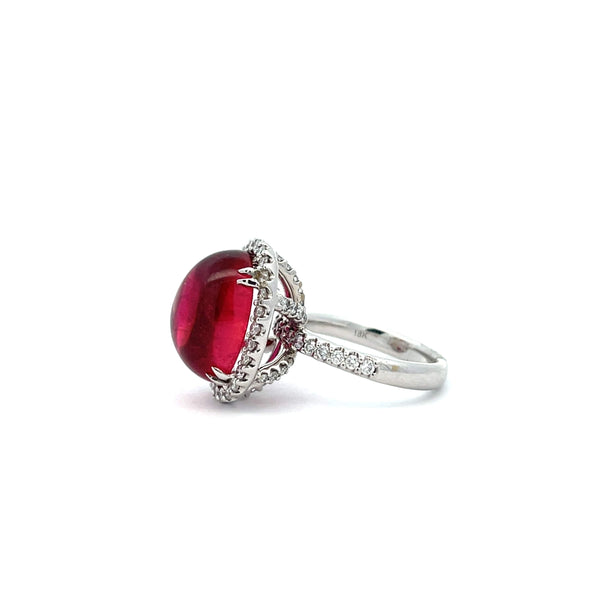 Rubellite And Diamond Ring