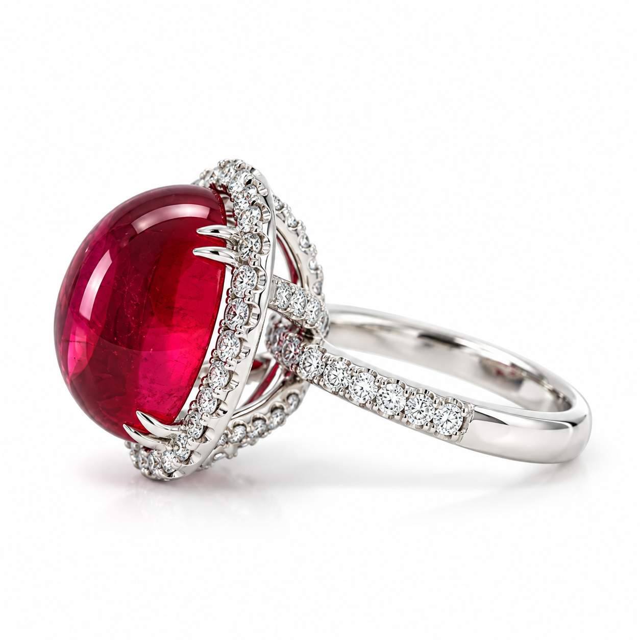 Rubellite And Diamond Ring