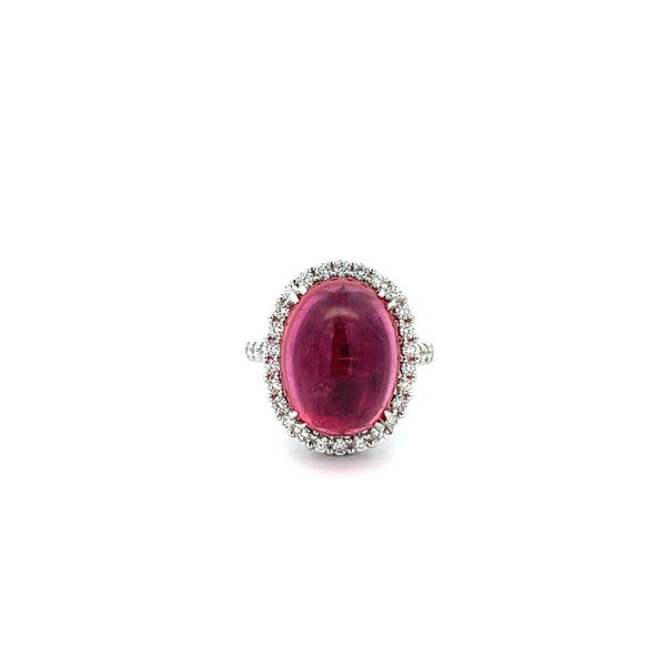 Rubellite And Diamond Ring