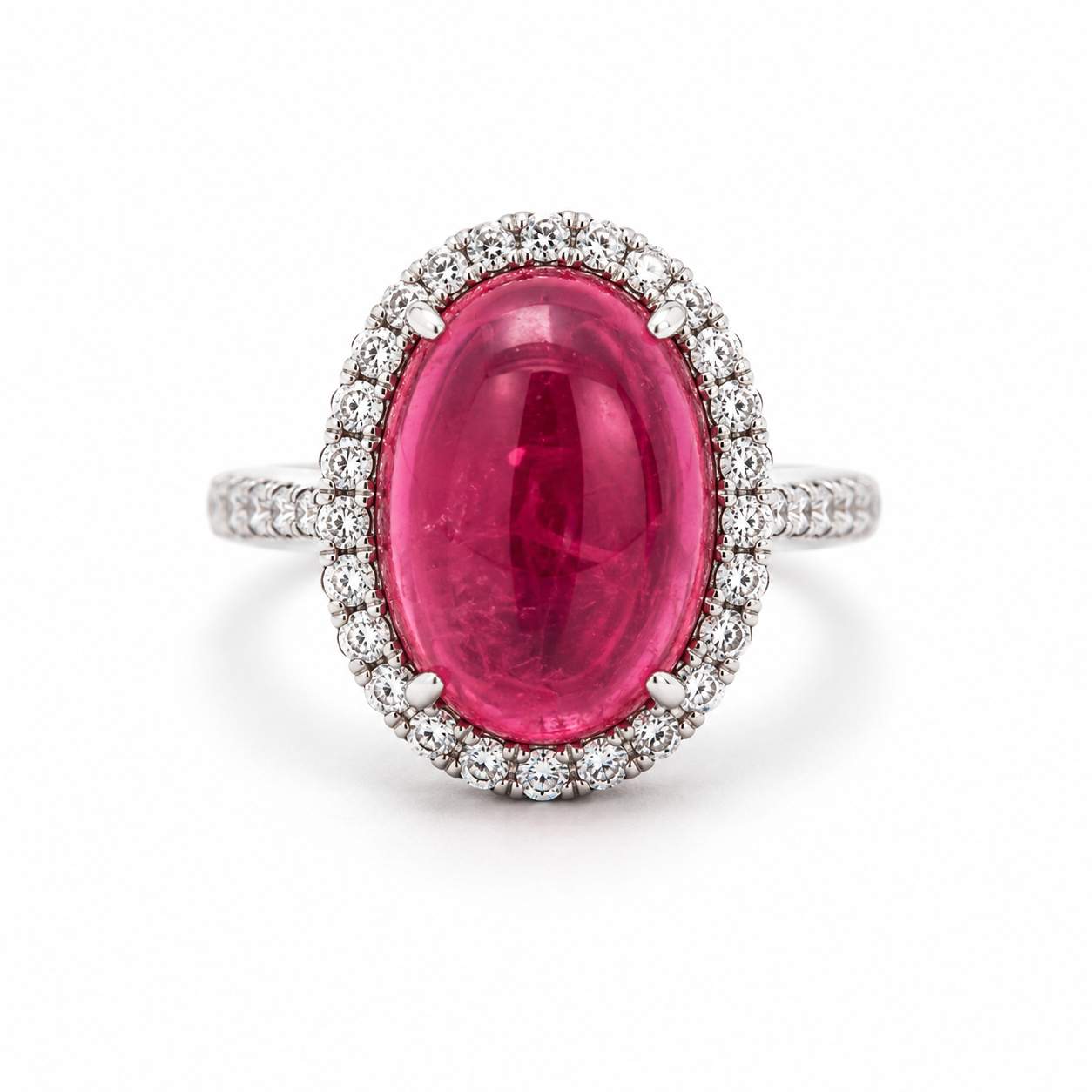 Rubellite And Diamond Ring