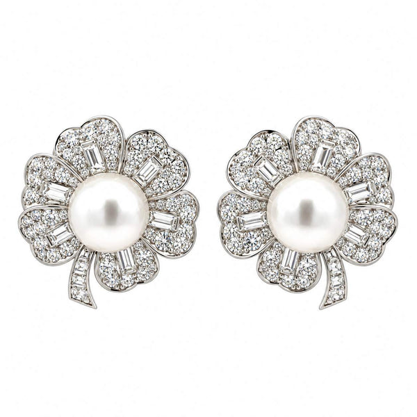 Raymond C. Yard Pearl & Diamond Earrings