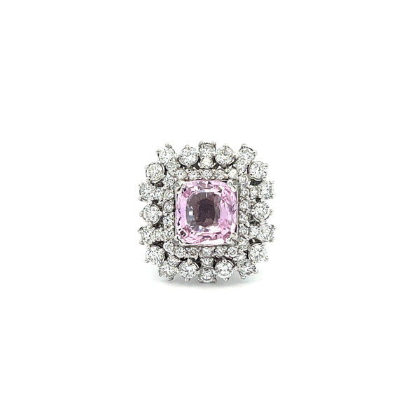 Pink Sapphire & Diamond Ring